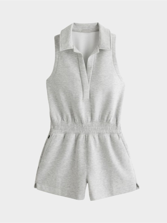 Abercrombie & Fitch Pants - ABERCROMBIE | YPB neoKNIT Polo Romper in Heather Grey, Size Small